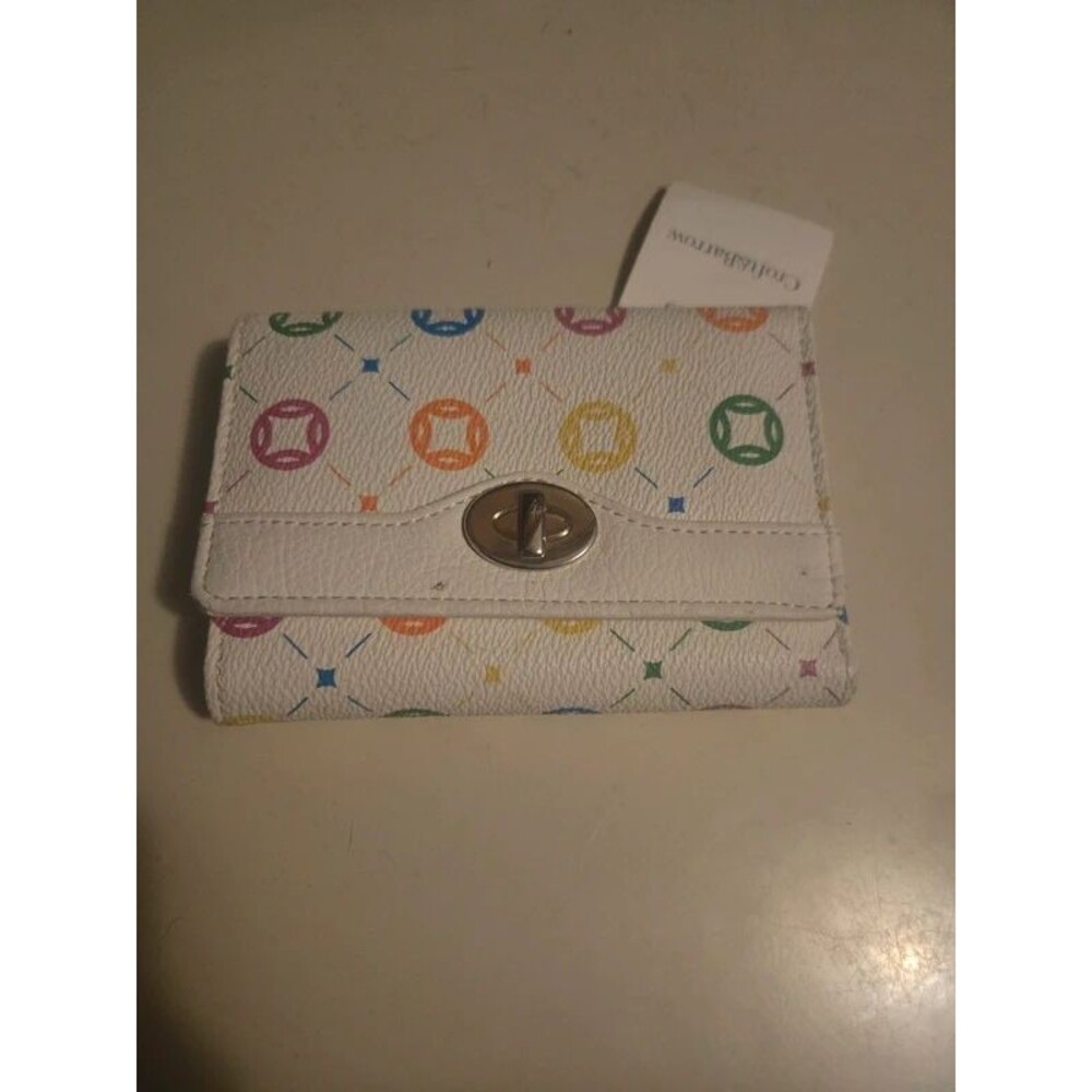 croft & barrow White Trifold Card Case with Rainbow Monogram Print wallet